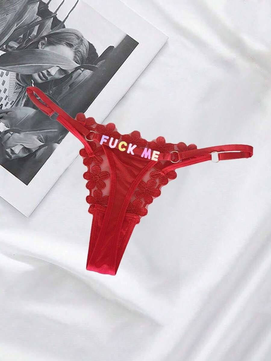 Culotte princesse en maille brodée personnalisée avec lettre en strass doré ou argenté, lingerie femme rouge noir bordeaux – boutique TOUT POUR MOI