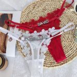 Culotte princesse en maille brodée personnalisée avec lettre en strass doré ou argenté, lingerie femme rouge noir bordeaux – boutique TOUT POUR MOI