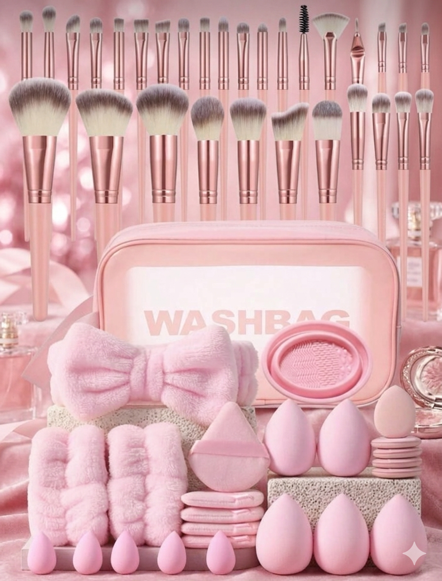 Kit Pinceaux maquillage Rose pastel