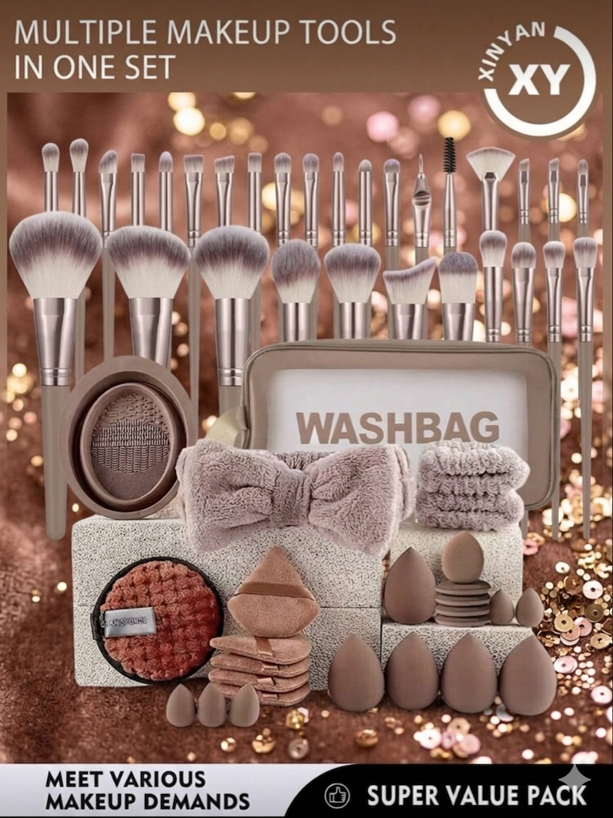 Kit de Pinceaux maquillage Marron